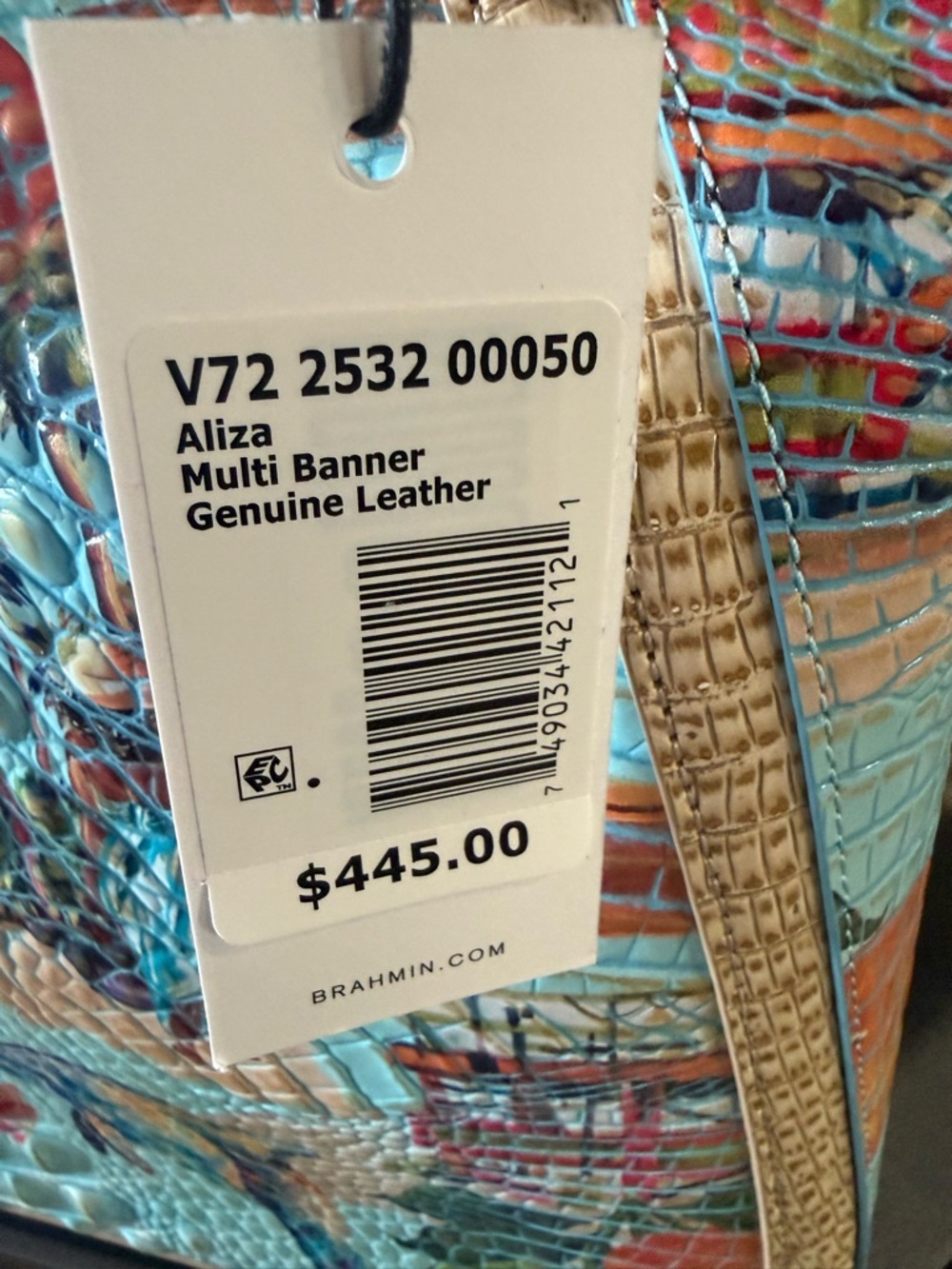 Brahmin Blue Tropical Eliza Tote Bag in Multi-Banner w/ wallet - Picture 12 of 14